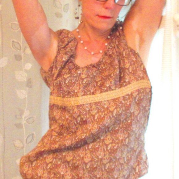 Ann Taylor LOFT Brown Peasant Blouse - Picture 1 of 5